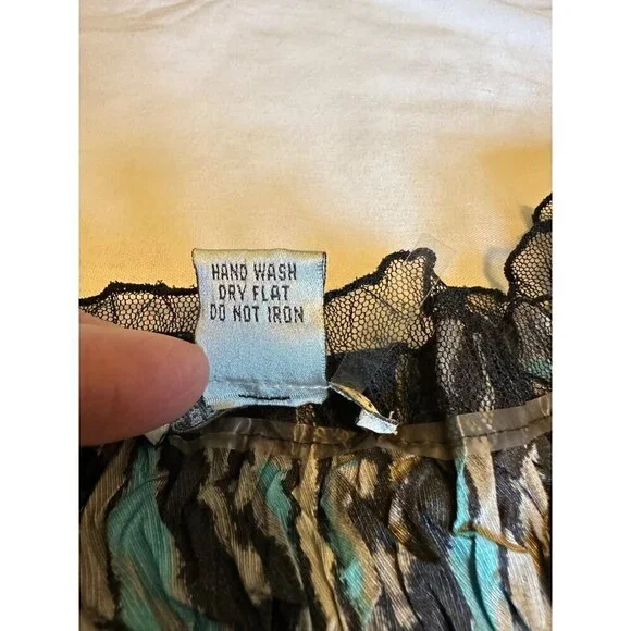 Vintage Alberto Makali Size XL Multicolor Lace Trim Long Sleeve Top Blouse - Picture 7 of 11